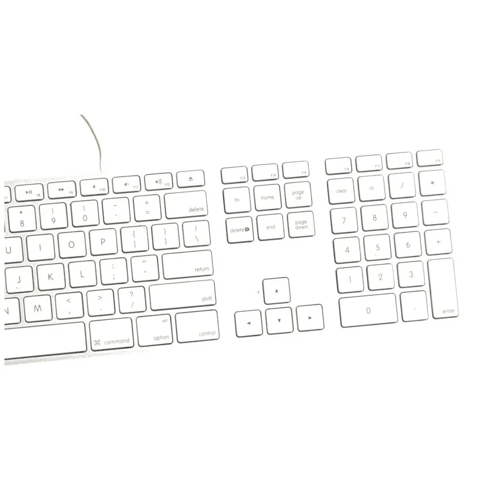 Apple A1243 Wired‎ Keyboard Numeric Keypad Silver Aluminum White USB MB110LL/B